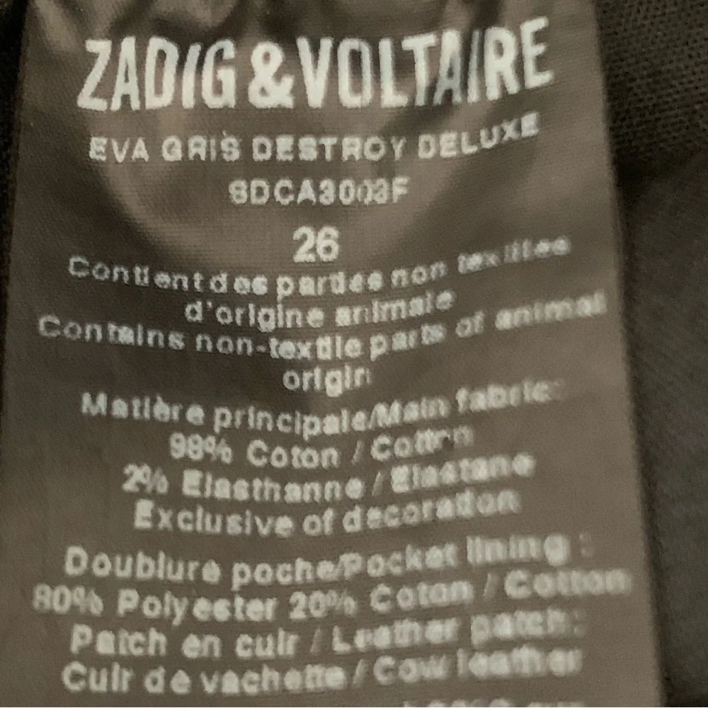 ZADIG & VOLTAIRE Eva Gris Destroy Deluxe Black Skinny Jeans Size 26 - Picture 3 of 16